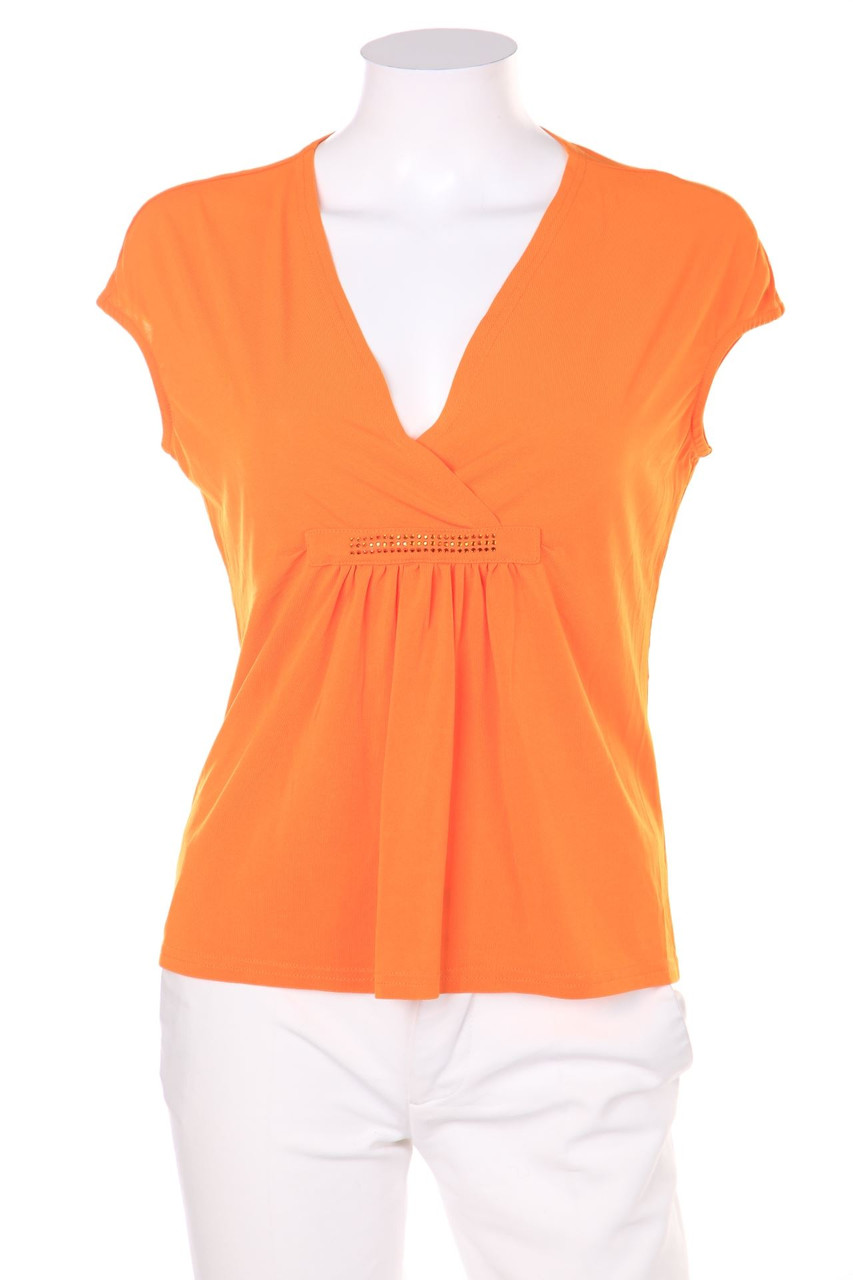 JONES - Kurzarm-Bluse mit Strass-Steinen im Layer Look - D 38