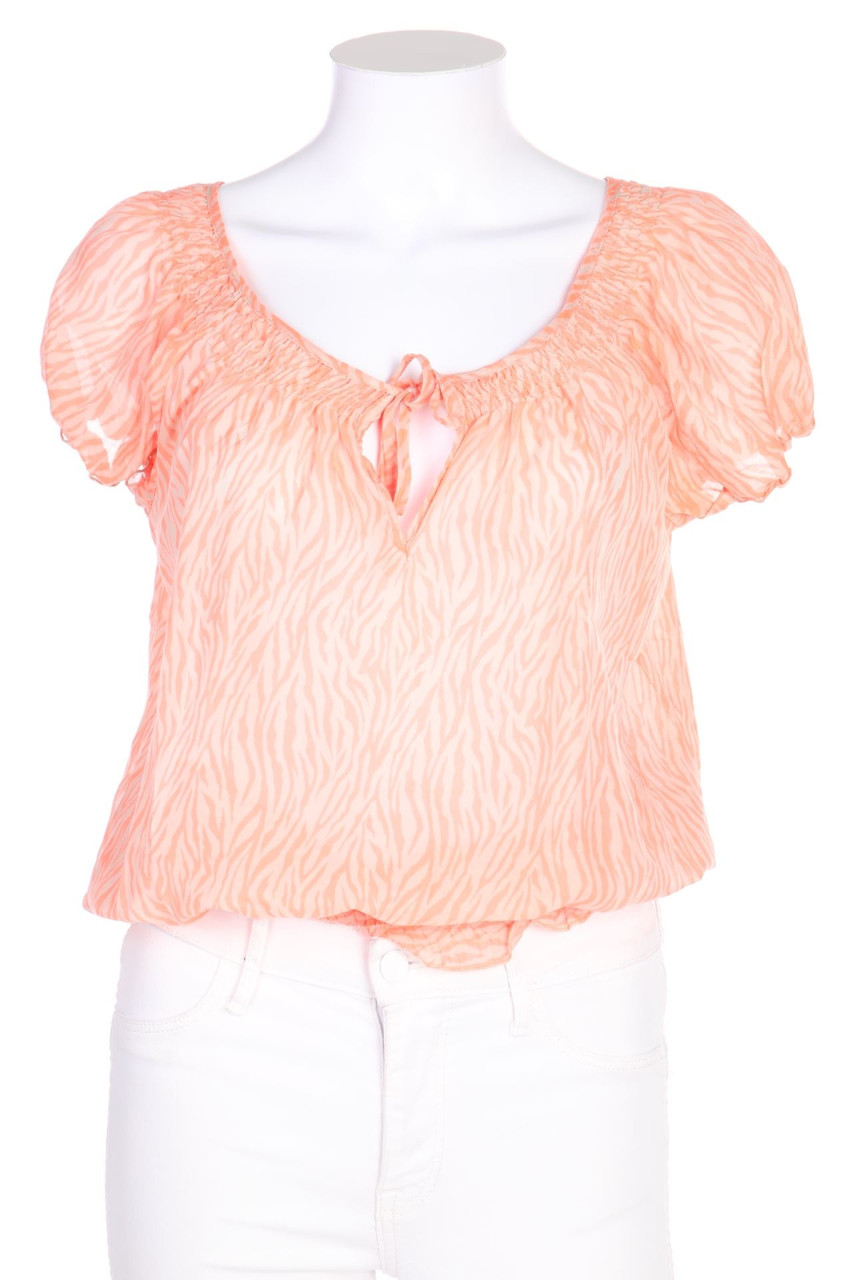 TALLY WEiJL - Kurzarm-Bluse mit Animal-Print mit Raffungen - M