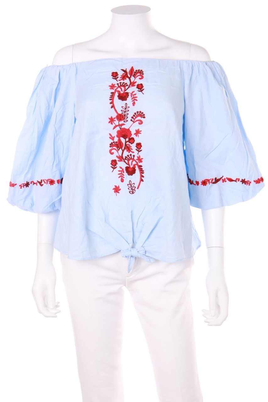 ZARA TRF - Carmen-Bluse mit Stickereien - M