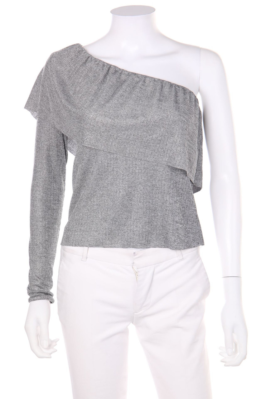 ZARA TRF - One Shoulder-Strick-Pullover mit Metallic-Effekt - S