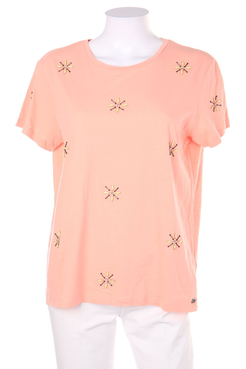 ESPRIT de corp - Kurzarm-Shirt mit Schmuckstein-Applikation - L