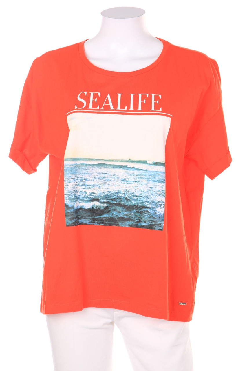 TOM TAILOR Denim - Kurzarm-Shirt mit Print aus Baumwolle - XL