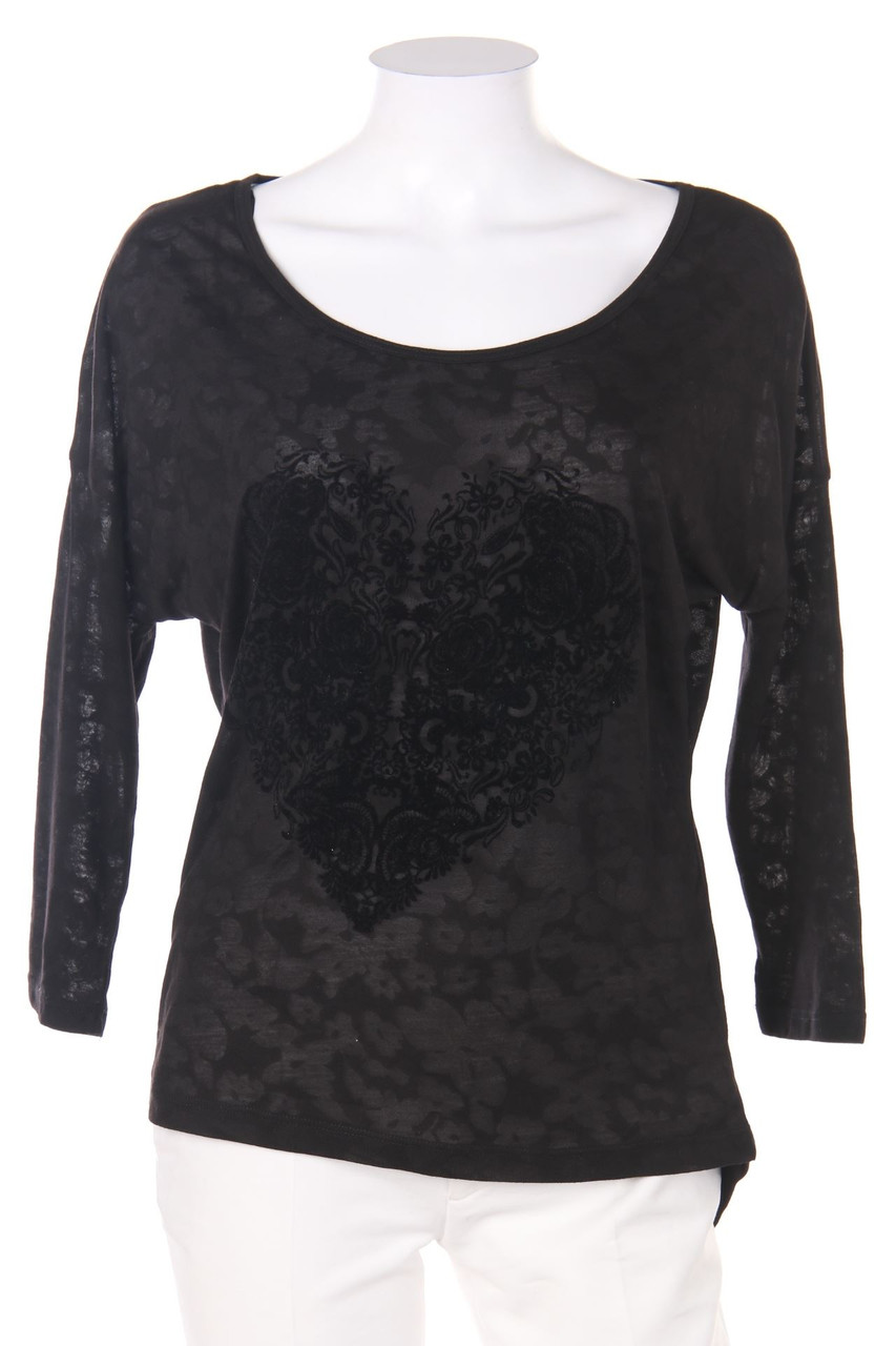 G!na - 3/4-Arm-Shirt mit Flock-Print - D 36