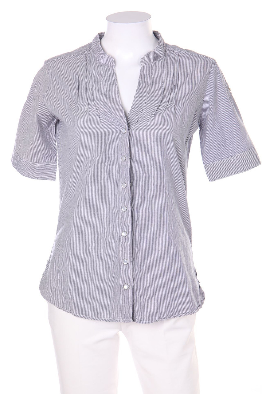 SECONDHAND - Bluse mit 3/4-Ärmel mit Krempel-Ärmeln mit Streifen - D 38-40