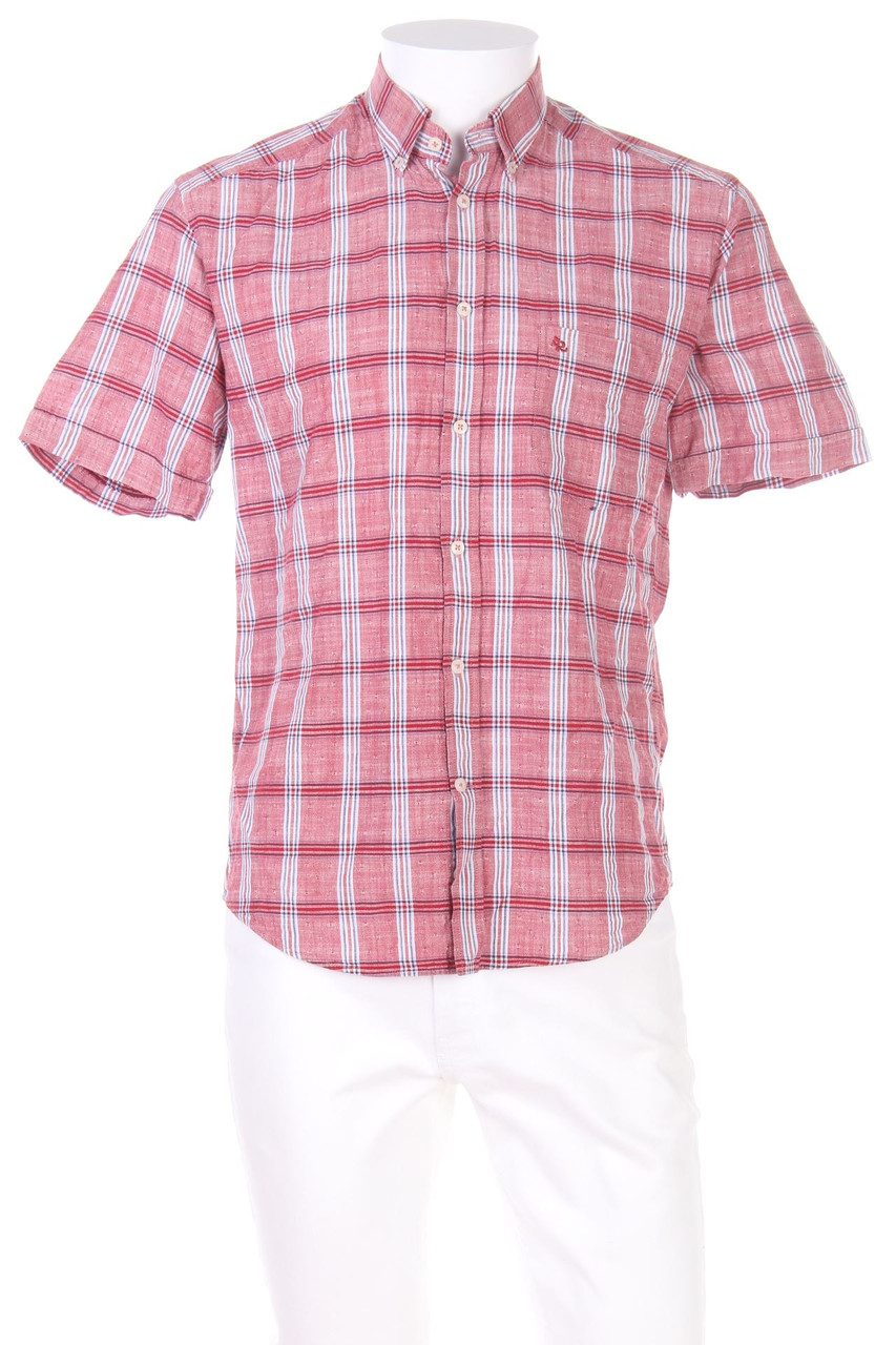 SECONDHAND - Kurzarm-Hemd mit Button-down-Kragen mit Karo-Muster - 37