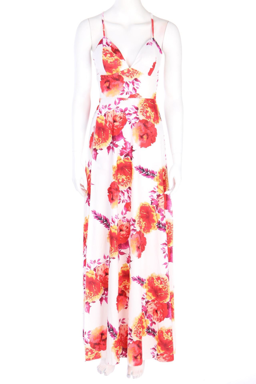Ohne Label - Maxi-Kleid mit Blumen-Print - D 32