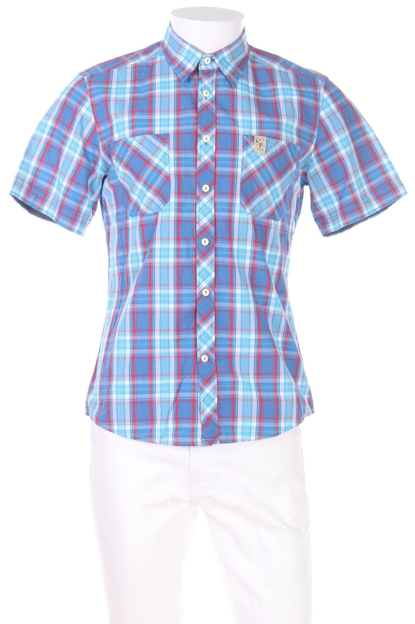 TOM TAILOR - Baumwoll-Kurzarm-Hemd mit Karo-Muster - S