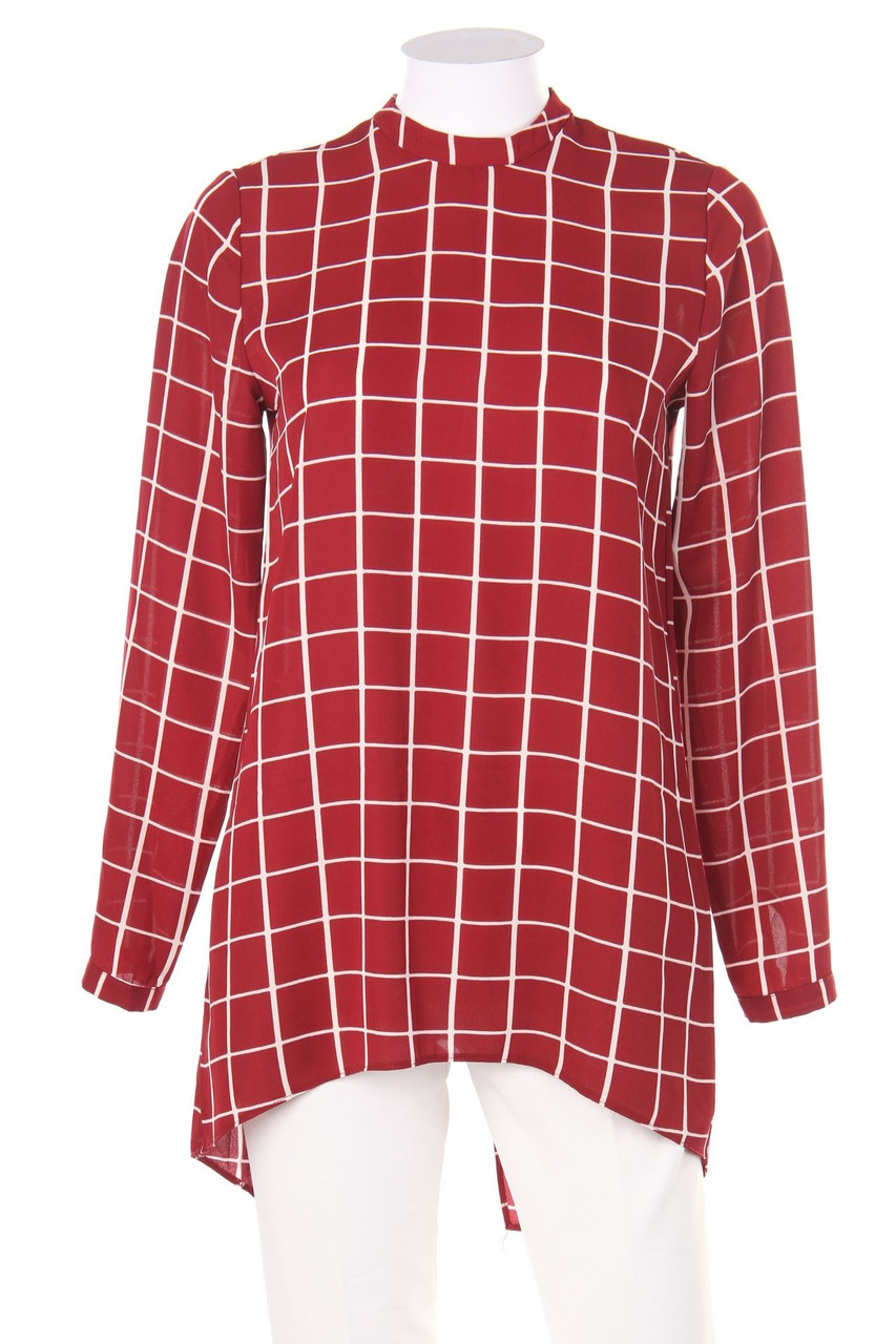 Ohne Label - Muster-Bluse mit Schlitz - D 34