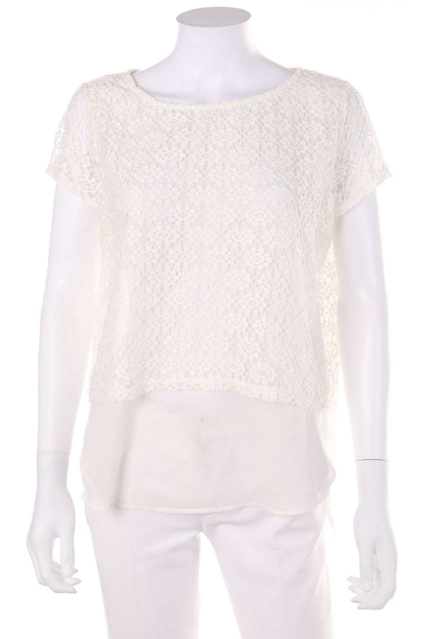 Yessica by C&A - Kurzarm-Bluse im Layer Look mit Häkelspitze - S