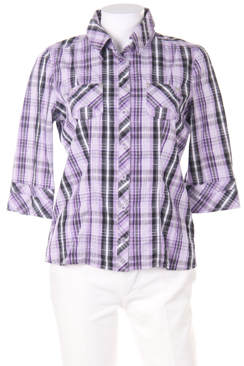 Street One - Karo-Hemd-Bluse mit 3/4-Ärmel - D 36