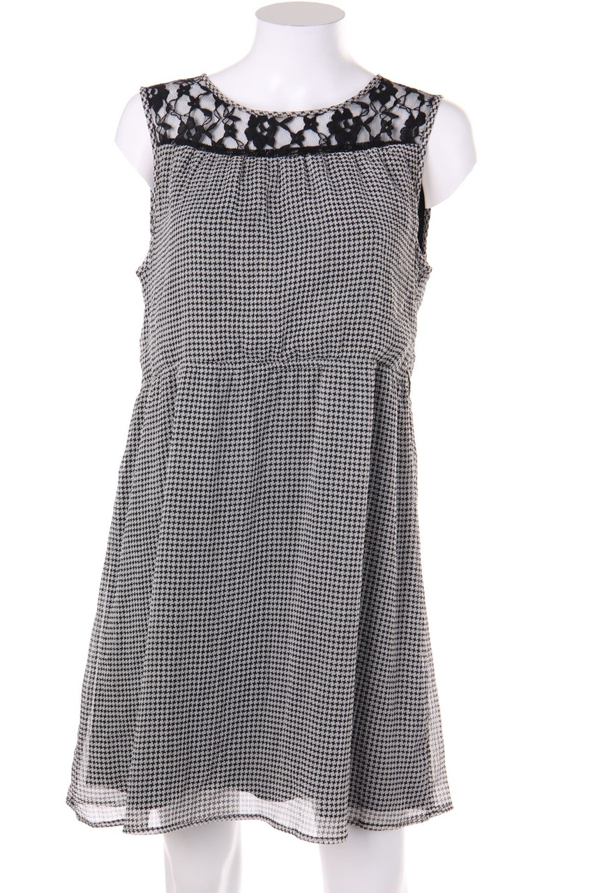 VILA - Muster-Kleid mit Spitzen-Einsatz - L