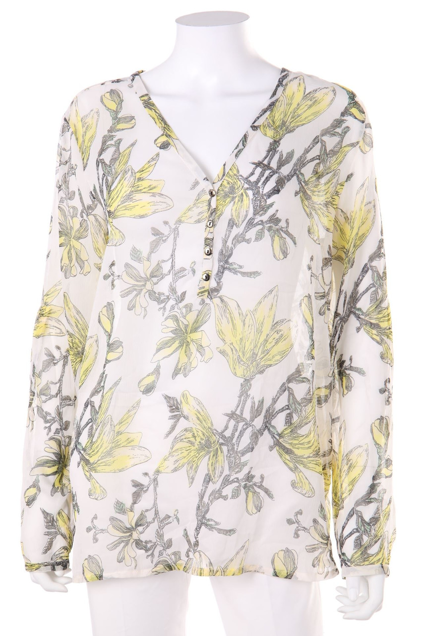 FRANSA - Tunika-Bluse mit Blumen-Print - M