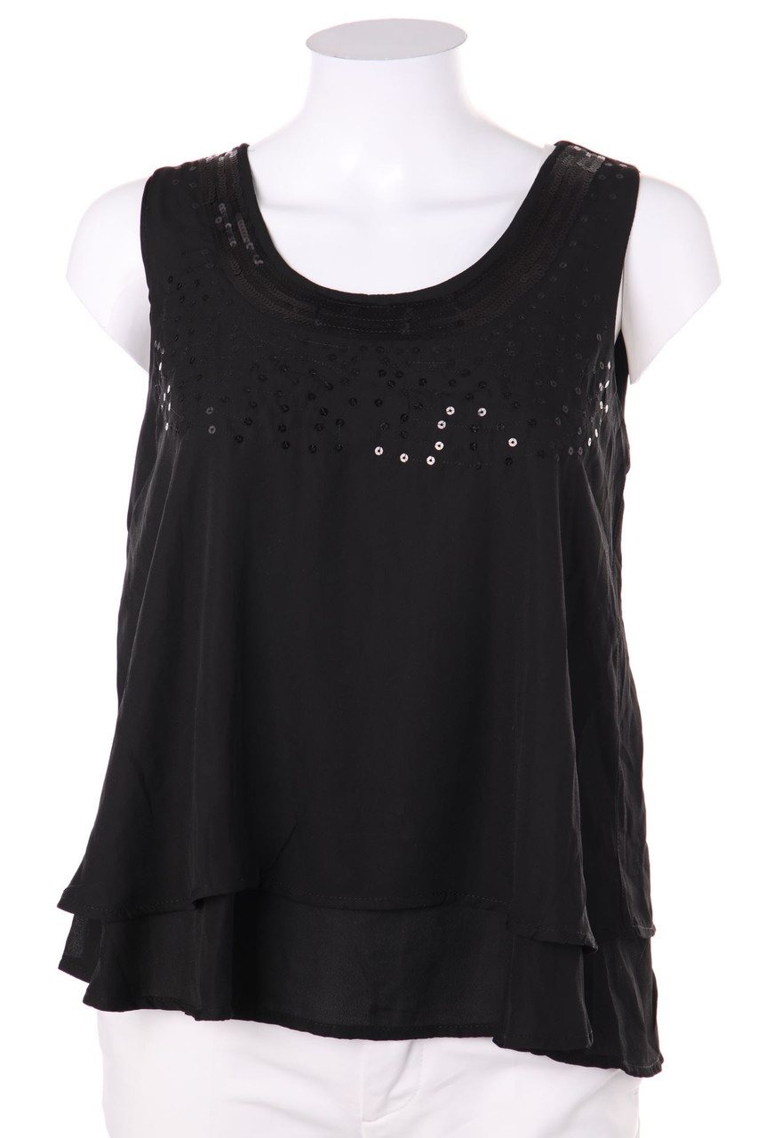 Ohne Label - Chiffon-Top im Layer Look mit Pailletten - D 36