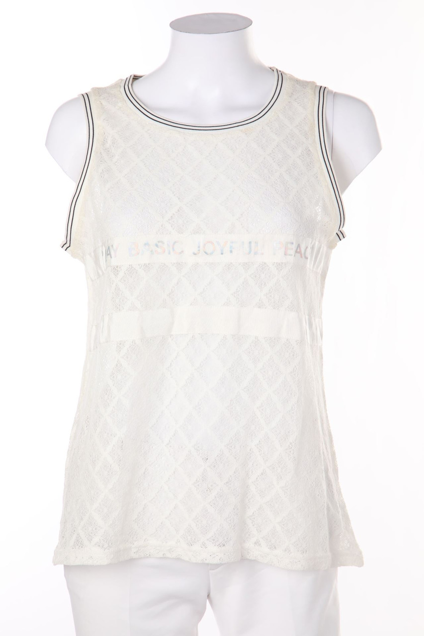 sweewë PARIS - Top aus Spitze mit Statement-Print - D 38-40