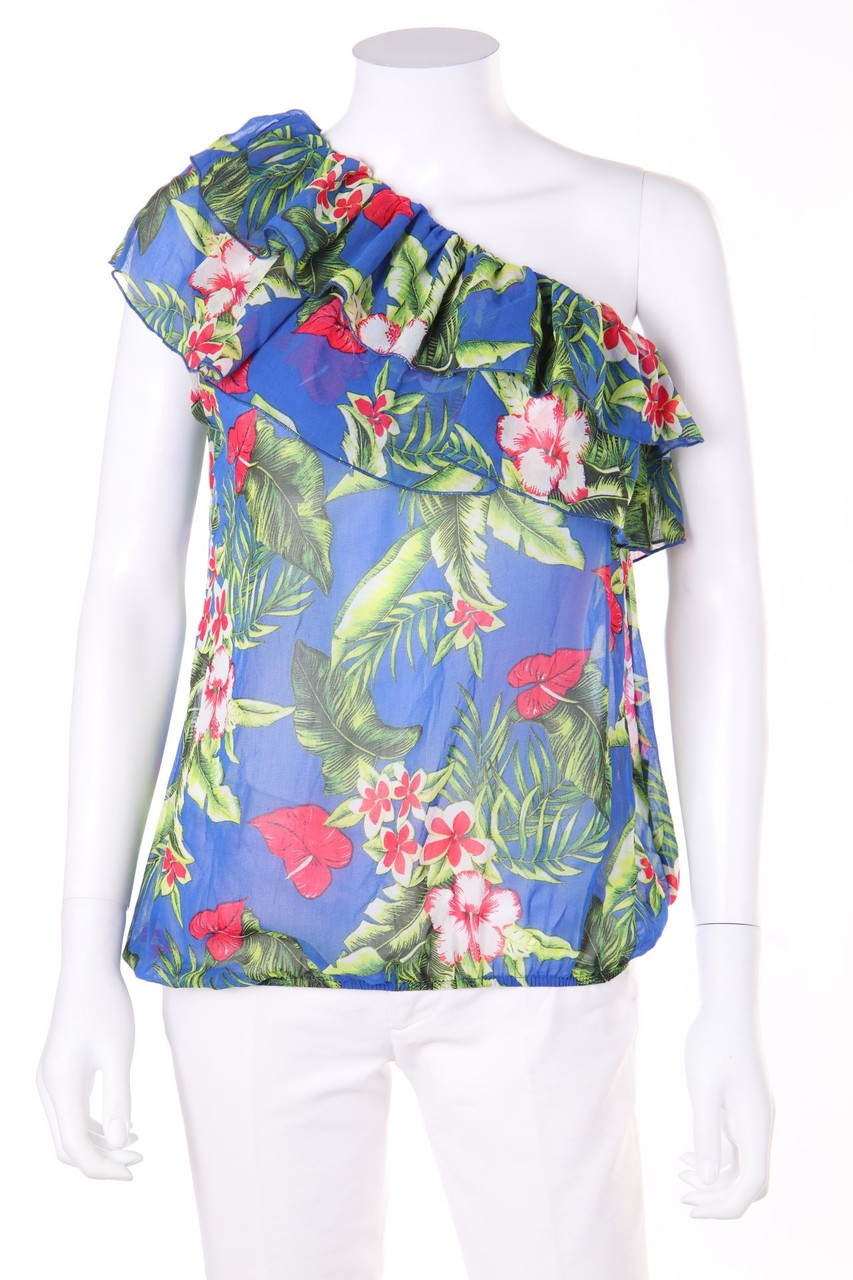 DENNY ROSE - One Shoulder-Top mit floralem Muster - M