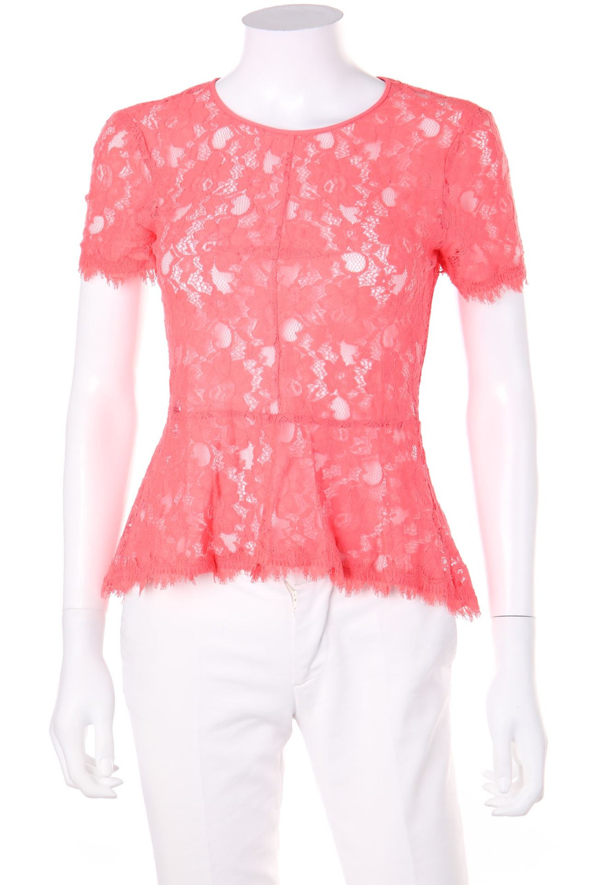 BCBG MAXAZRIA - Kurzarm-Bluse aus Spitze - XS