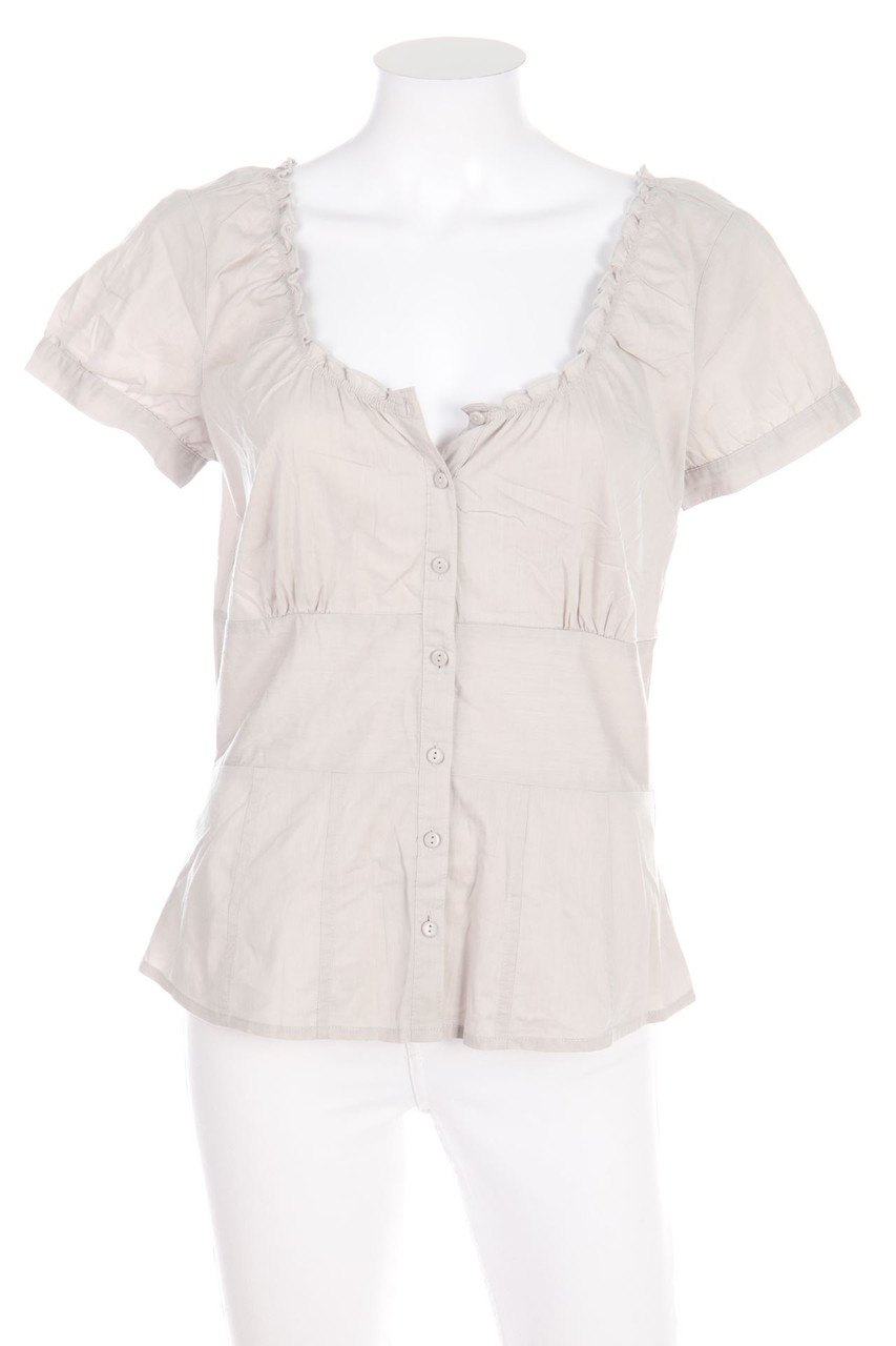 comma - Kurzarm-Bluse mit Rüschen - D 38