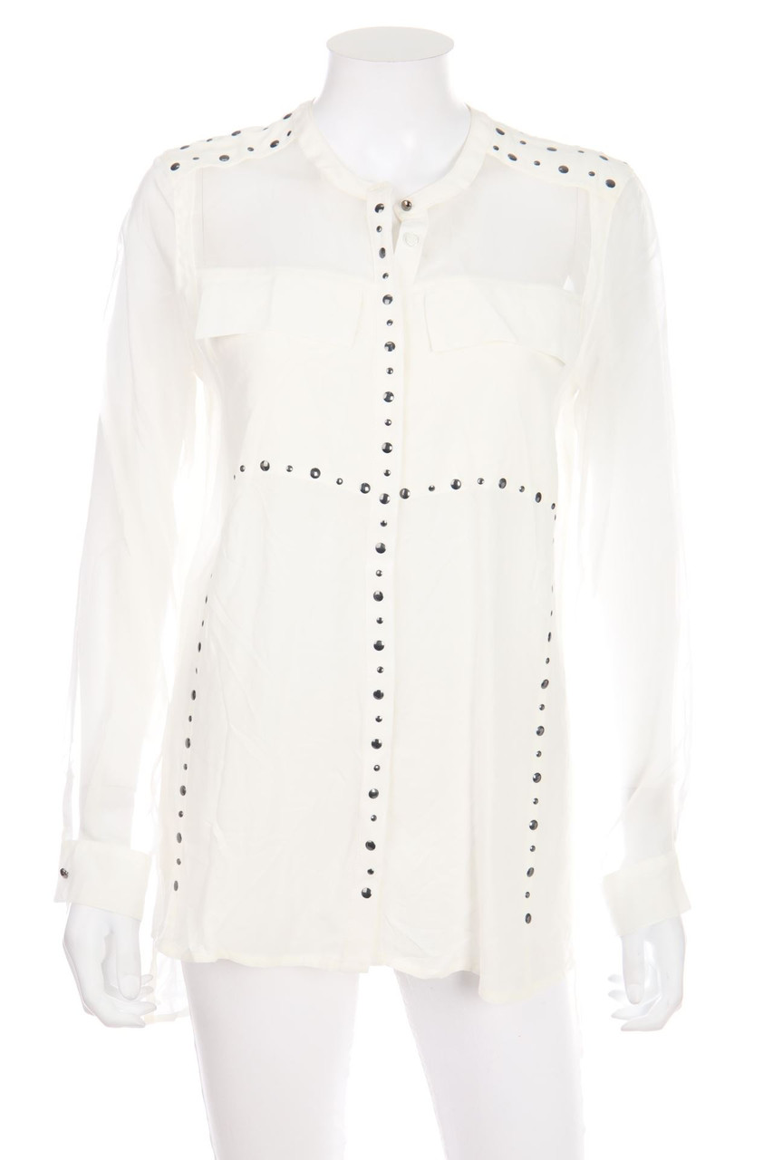 BiBA - Bluse mit Schmuckstein-Applikation - L