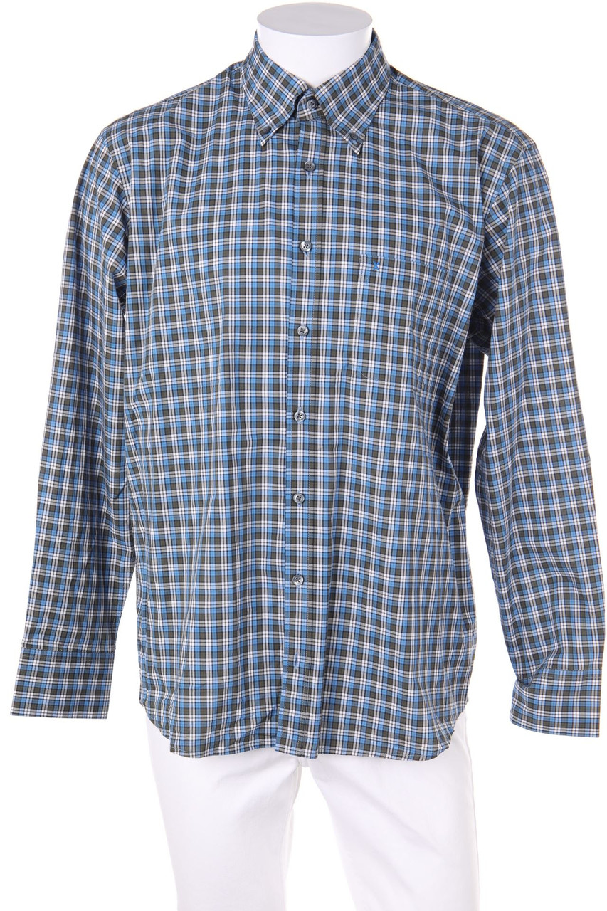BRAX - kariertes Button-down-Hemd mit Logo-Stickerei - L