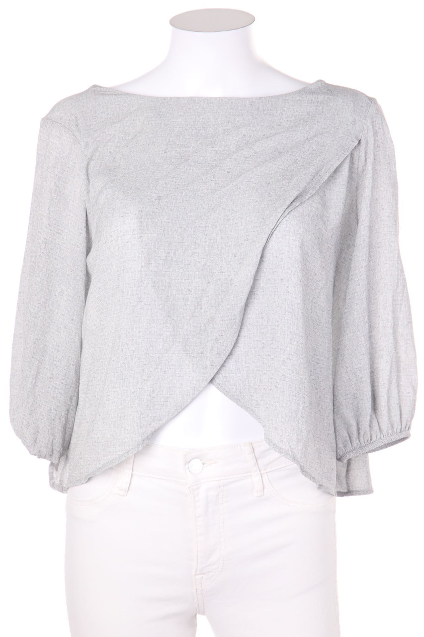 ZARA W&B - Bluse mit 3/4-Ärmel in Wickel-Optik - M