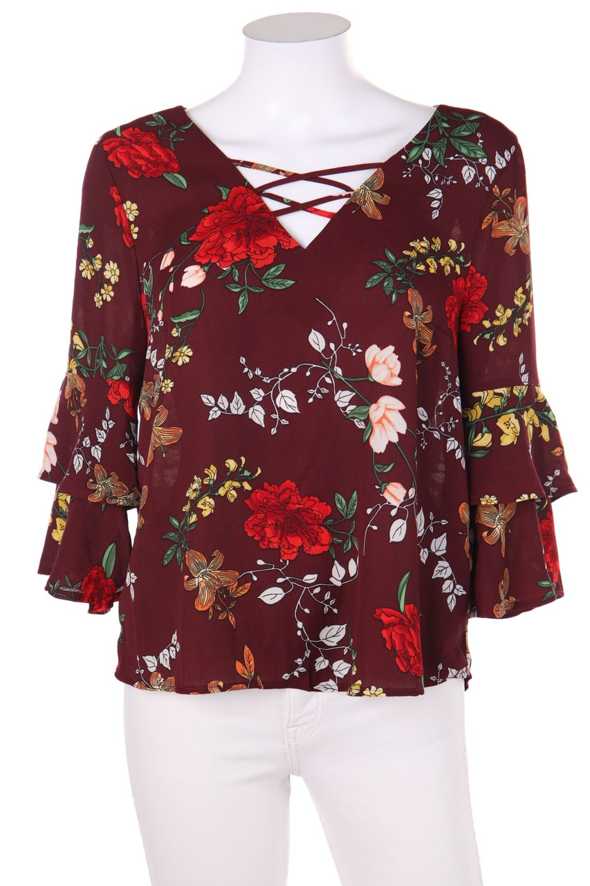 AMISU - Bluse mit Blumen-Print - S