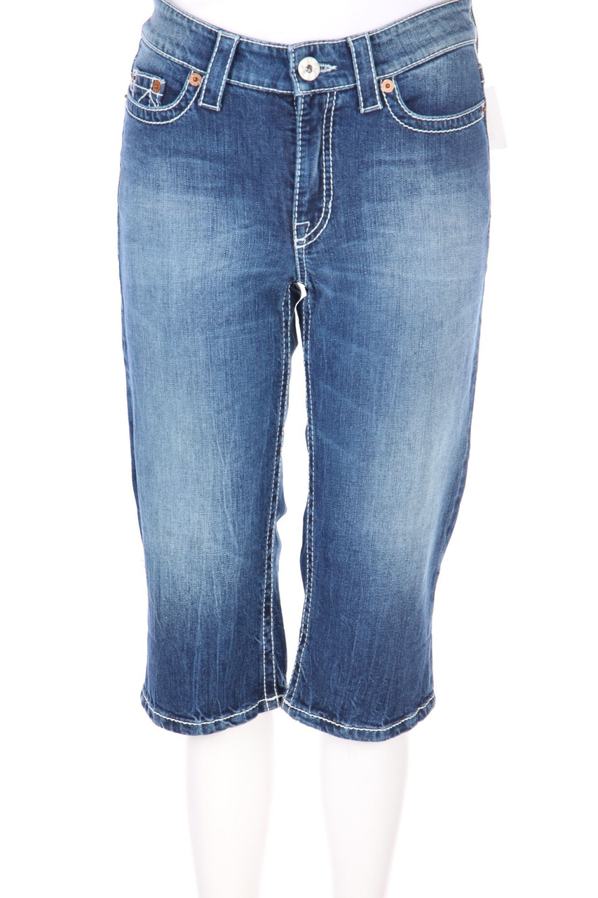 CAMBIO - Used Look Cropped Jeans aus Baumwoll-Mix - D 36