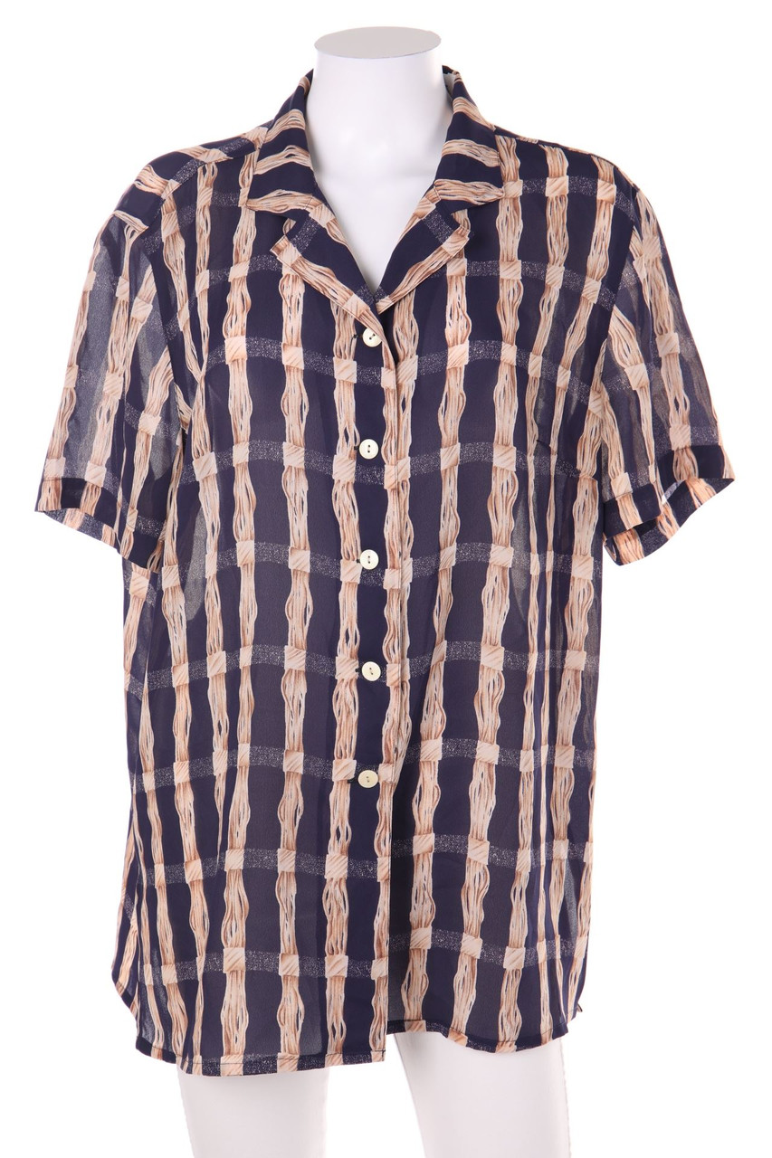 Ohne Label - Kurzarm-Bluse mit Streifen - D 44