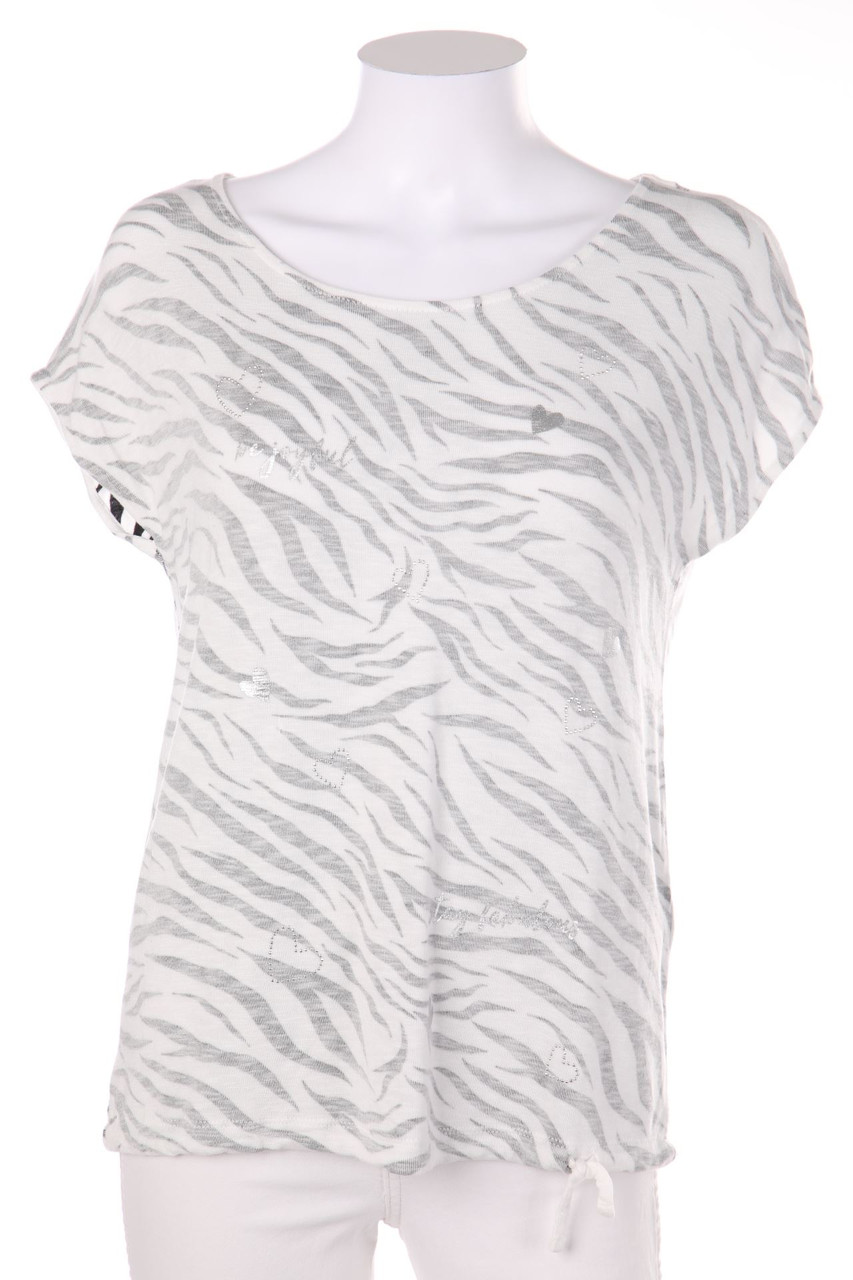 Street One - T-Shirt mit überschnittener Schulter mit Animal-Print - S