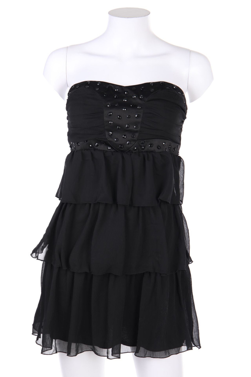 Ohne Label - Bandeau-Kleid im Layer Look mit Schmuckstein-Applikation - D 36