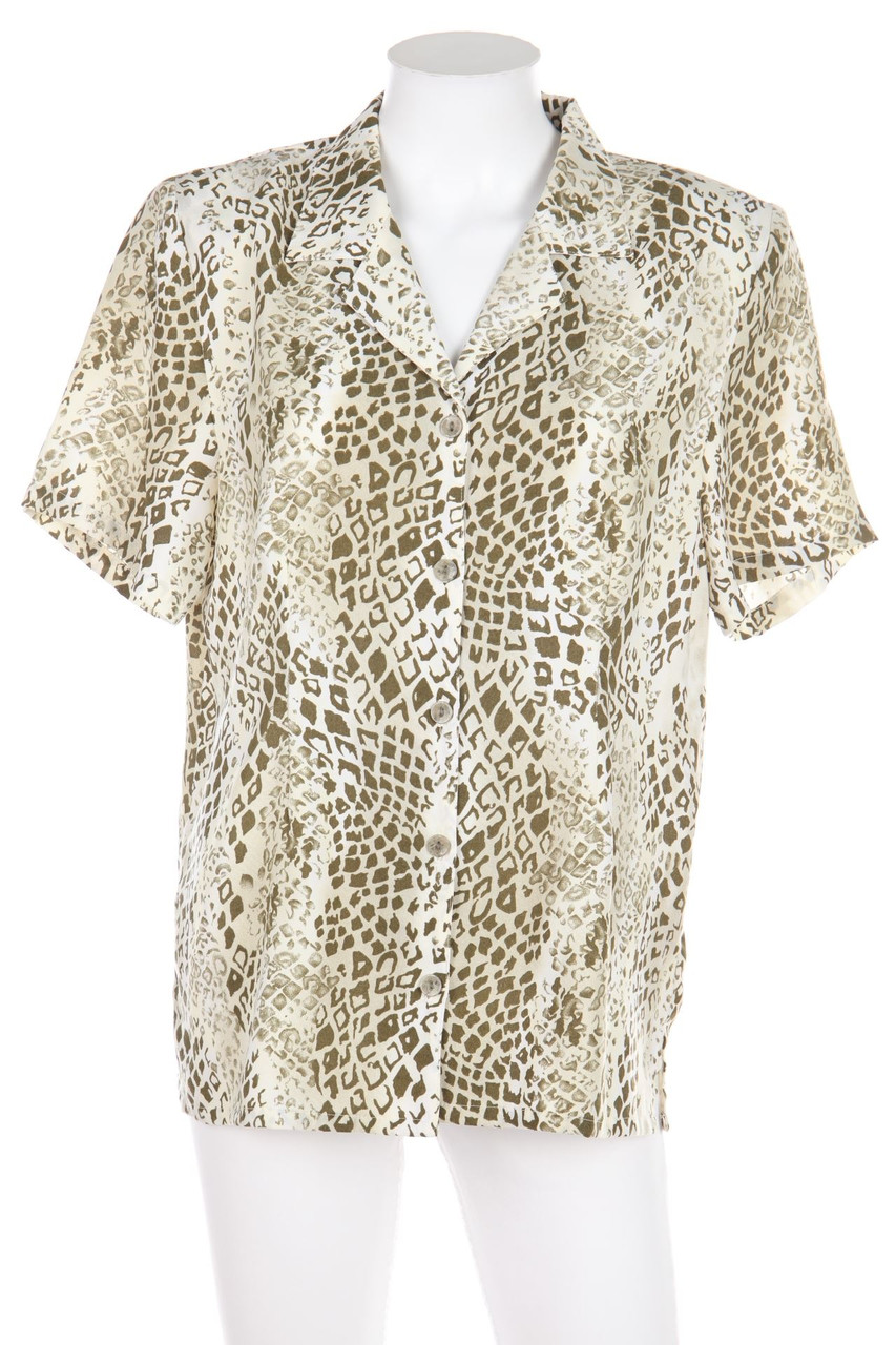 Ohne Label - Kurzarm-Bluse mit Print - D 40