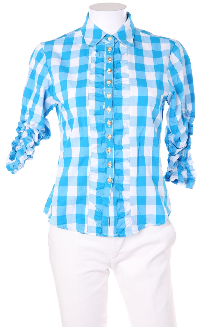 Almsach - Hemd-Bluse mit 3/4-Ärmel aus Baumwolle mit Raffungen - D 34