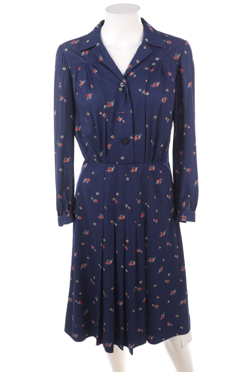 VINTAGE - 70s-Blusenkleid mit Muster - D 40