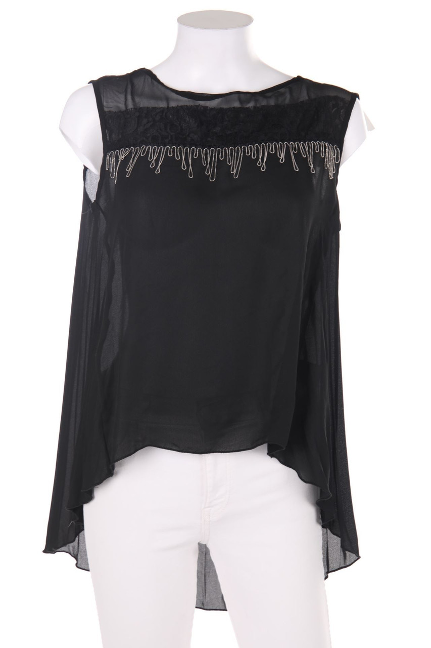 LAMER & CO - Blusentop aus Viskose mit Spitzen-Einsatz - D 40-42