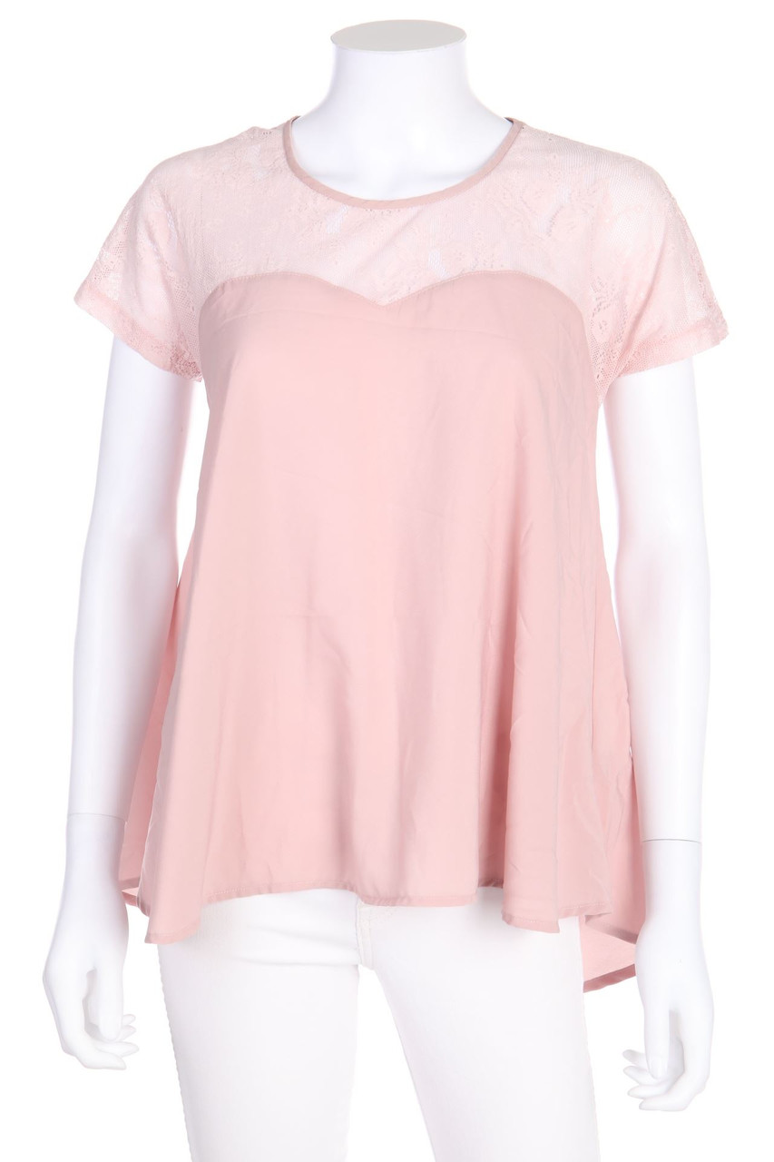 H&M - Kurzarm-Bluse mit Spitze - D 38