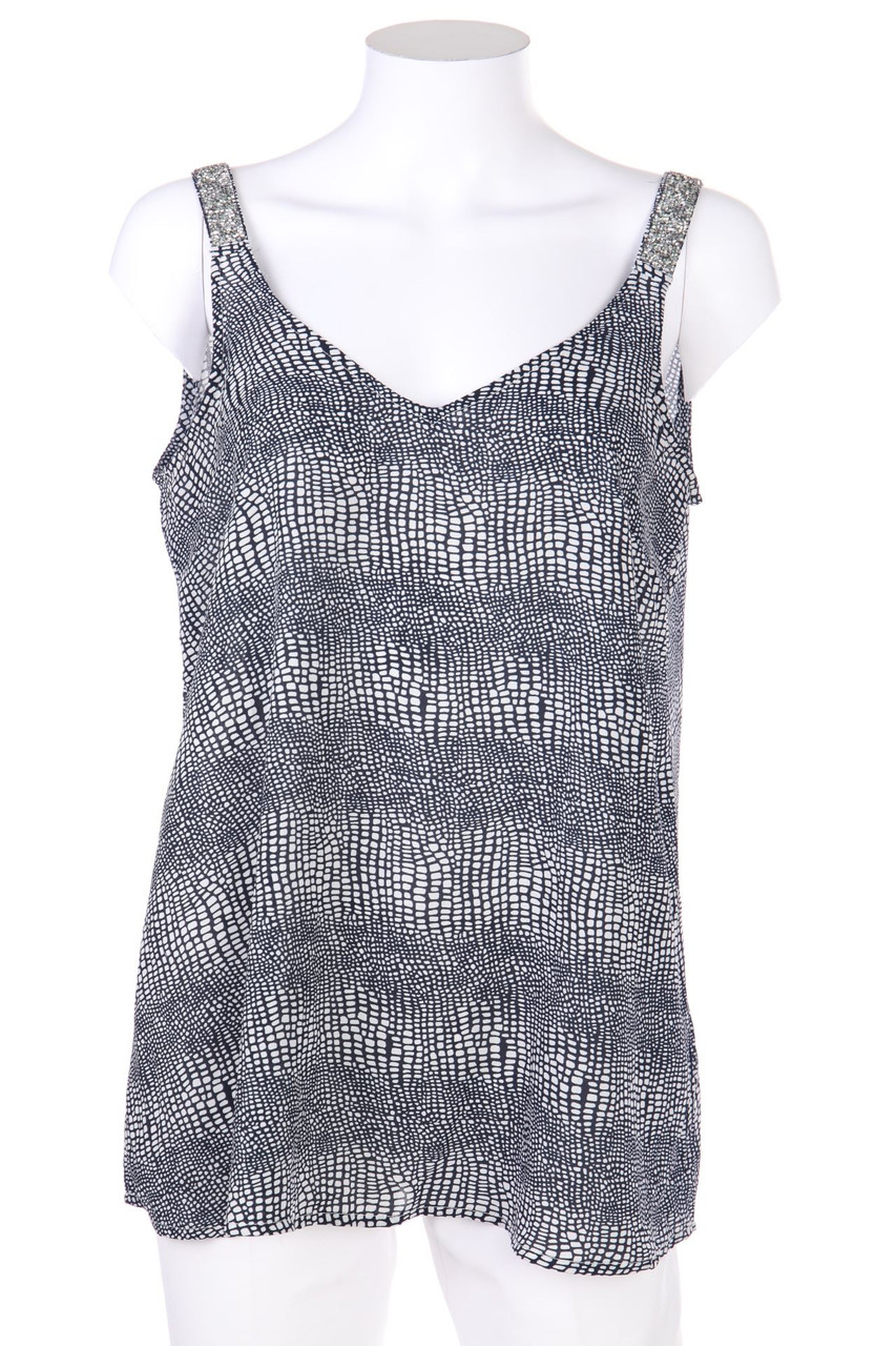 Janina - Blusentop mit Schmuckstein-Applikation mit Muster - D 38