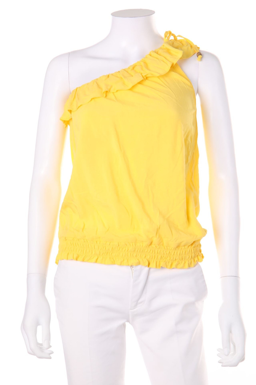 Ohne Label - One Shoulder-Top mit Volants - S