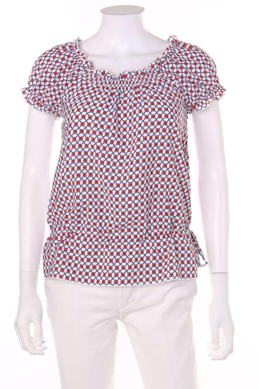 Laura Torelli COLLECTION - Carmen-Bluse mit Muster mit Rüschen - D 34