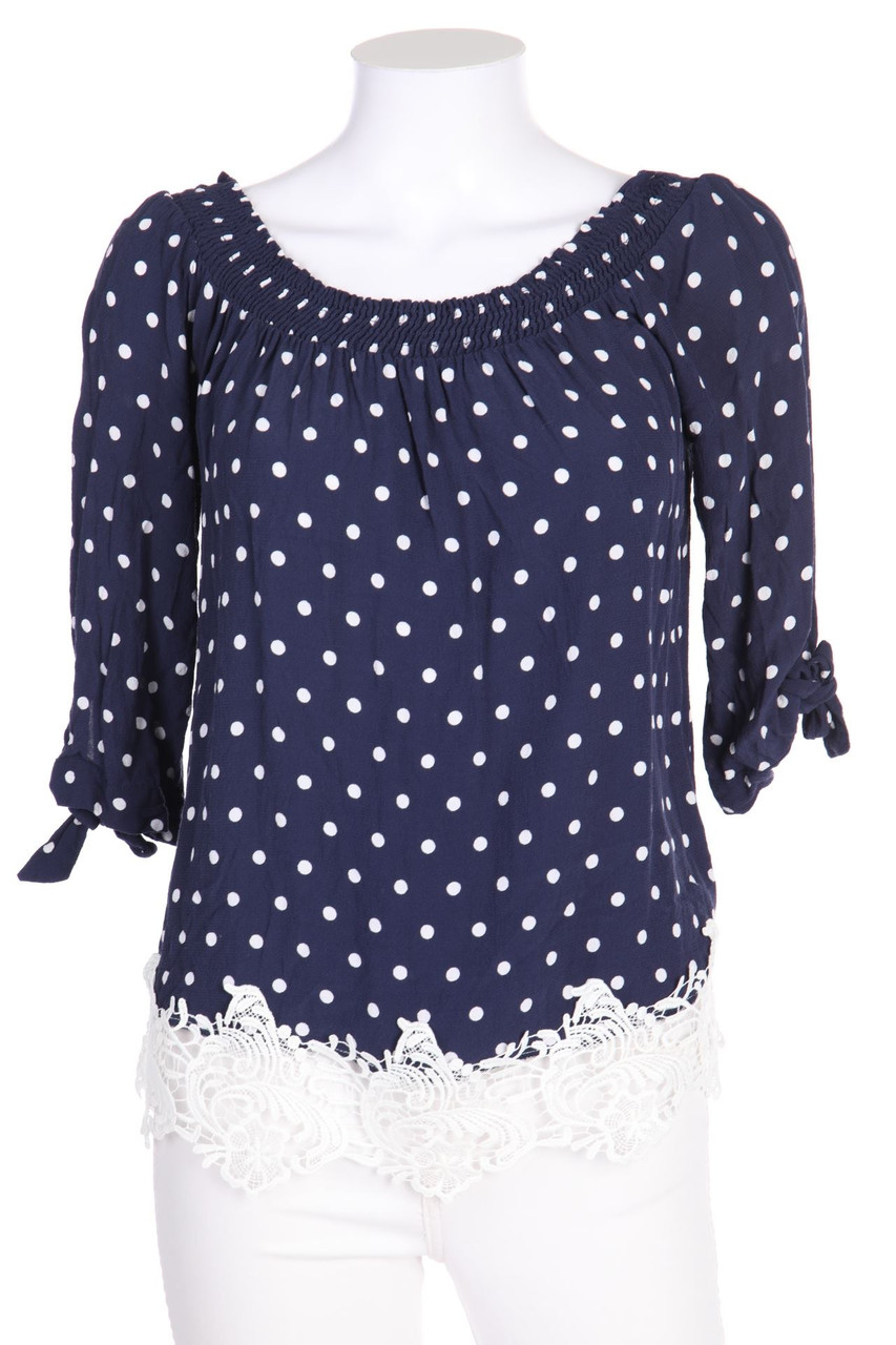 orsay - Carmen-Bluse mit Polka Dots - D 36