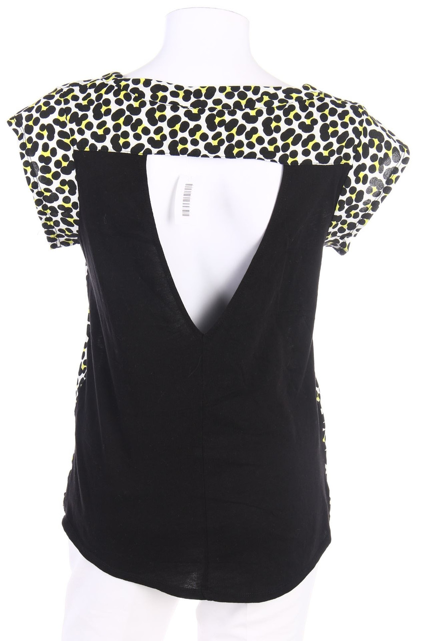 ZARA - Print-Kurzarm-Bluse mit Rückenausschnitt - M