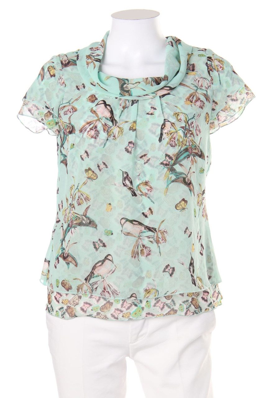 TAIFUN - Kurzarm-Bluse im Layer Look mit Print - D 38-40