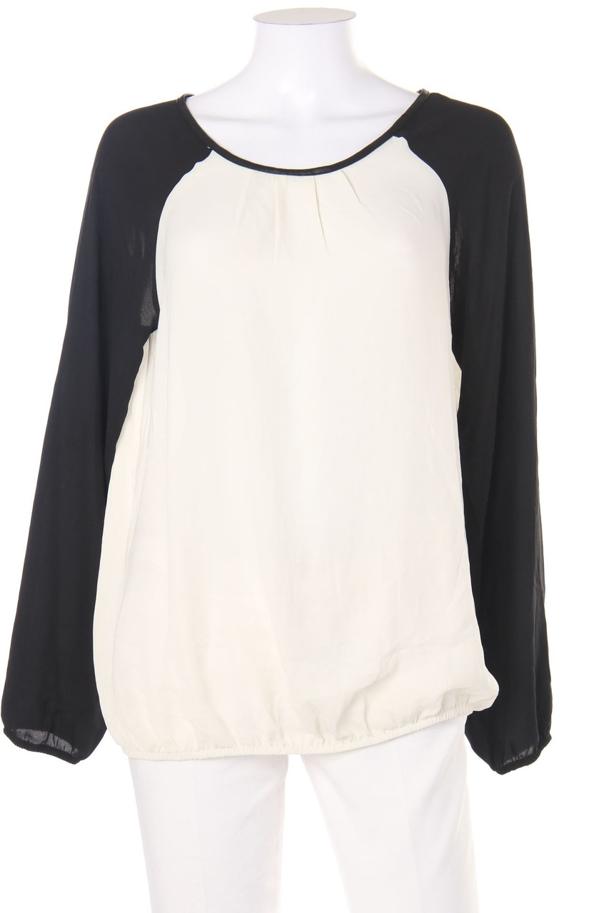 Livre - Two Tone-Bluse mit Kunstleder-Details - D 40