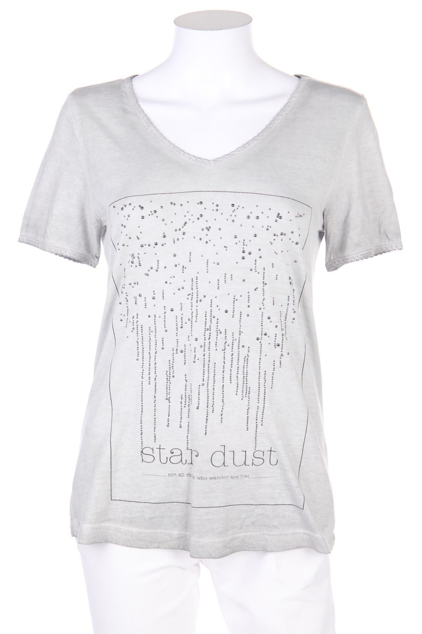 s.Oliver - Kurzarm-Shirt mit Schmuckstein-Applikation mit Print - D 36