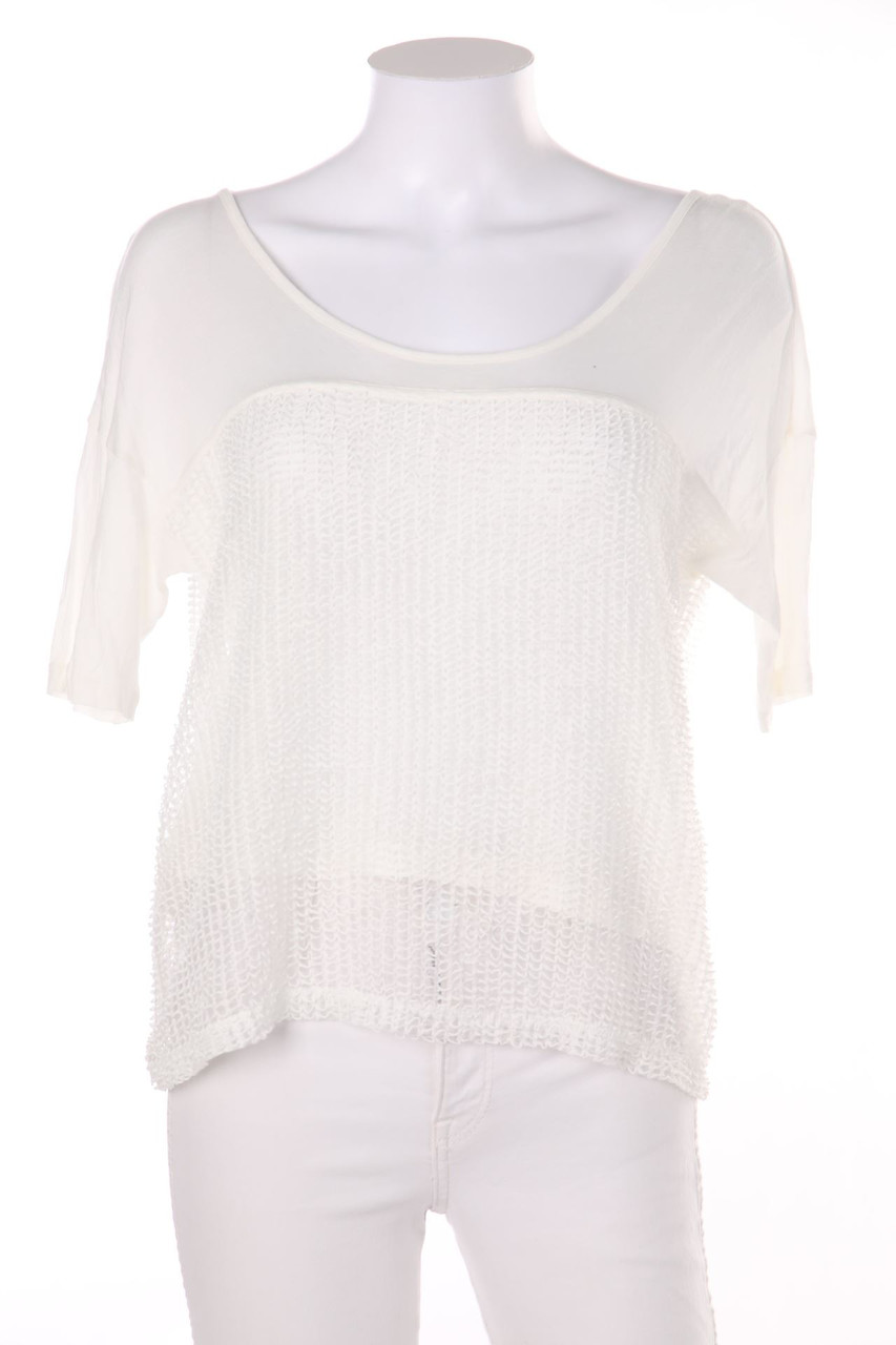 VERO MODA - Netz-Kurzarm-Shirt mit überschnittener Schulter - M