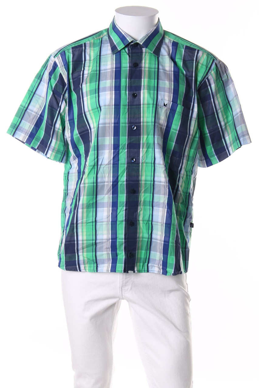 metzler - Kurzarm-Hemd mit Karo-Muster mit Logo-Stickerei - L