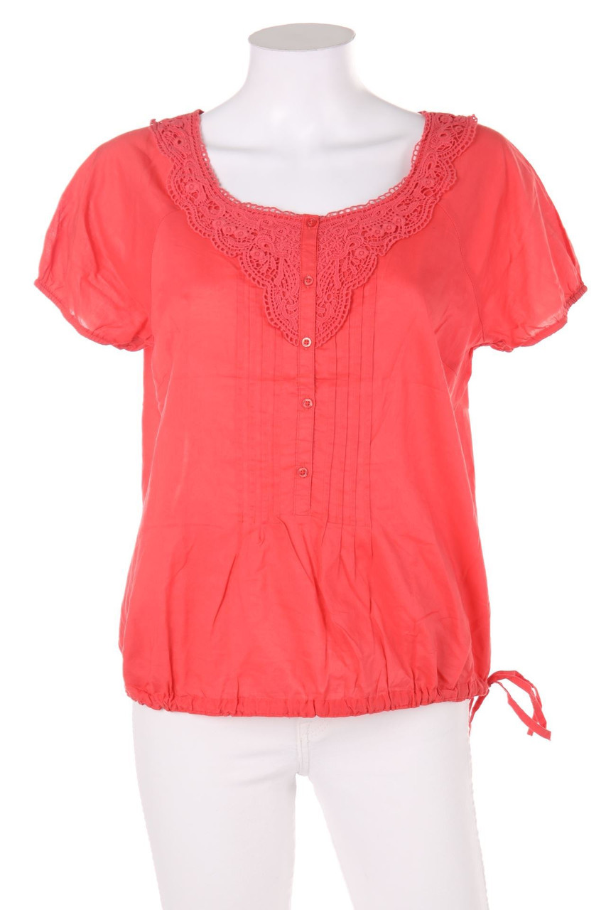 bonprix collection - Kurzarm-Bluse mit Spitzen-Einsatz - D 40