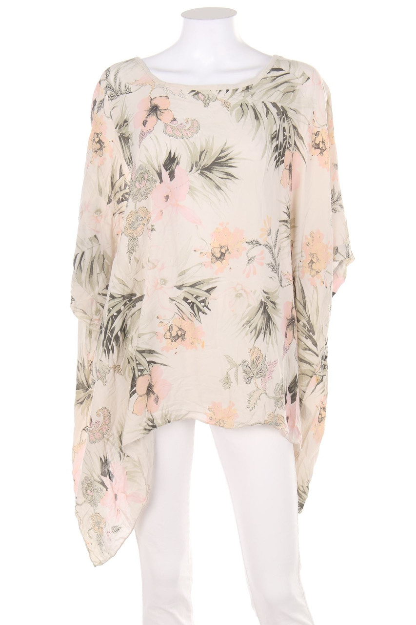 TODAY - Oversize-Tunika-Bluse mit Tropical Print - M