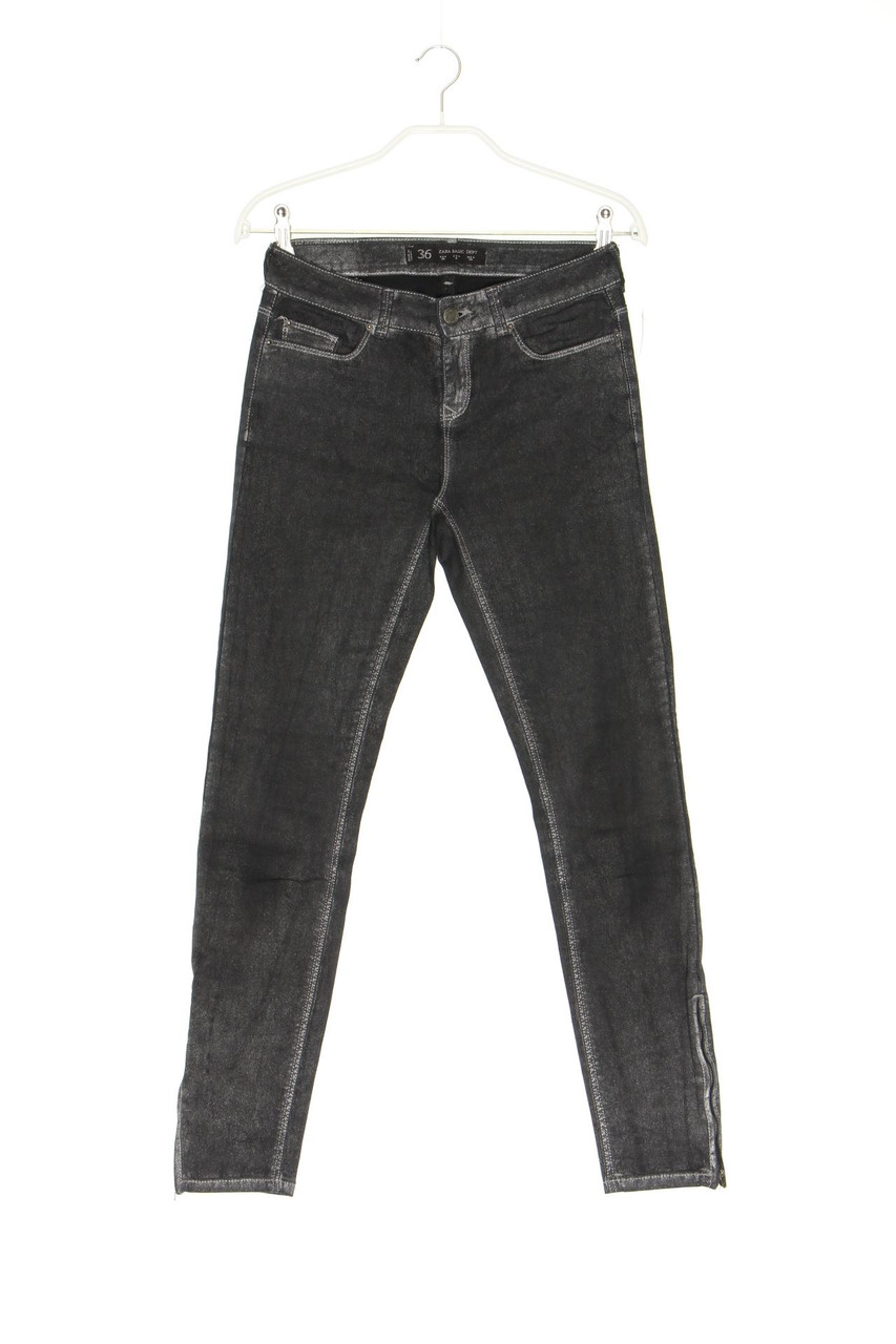 ZARA - Used Look Skinny-Jeans mit Metallic-Effekt - D 36