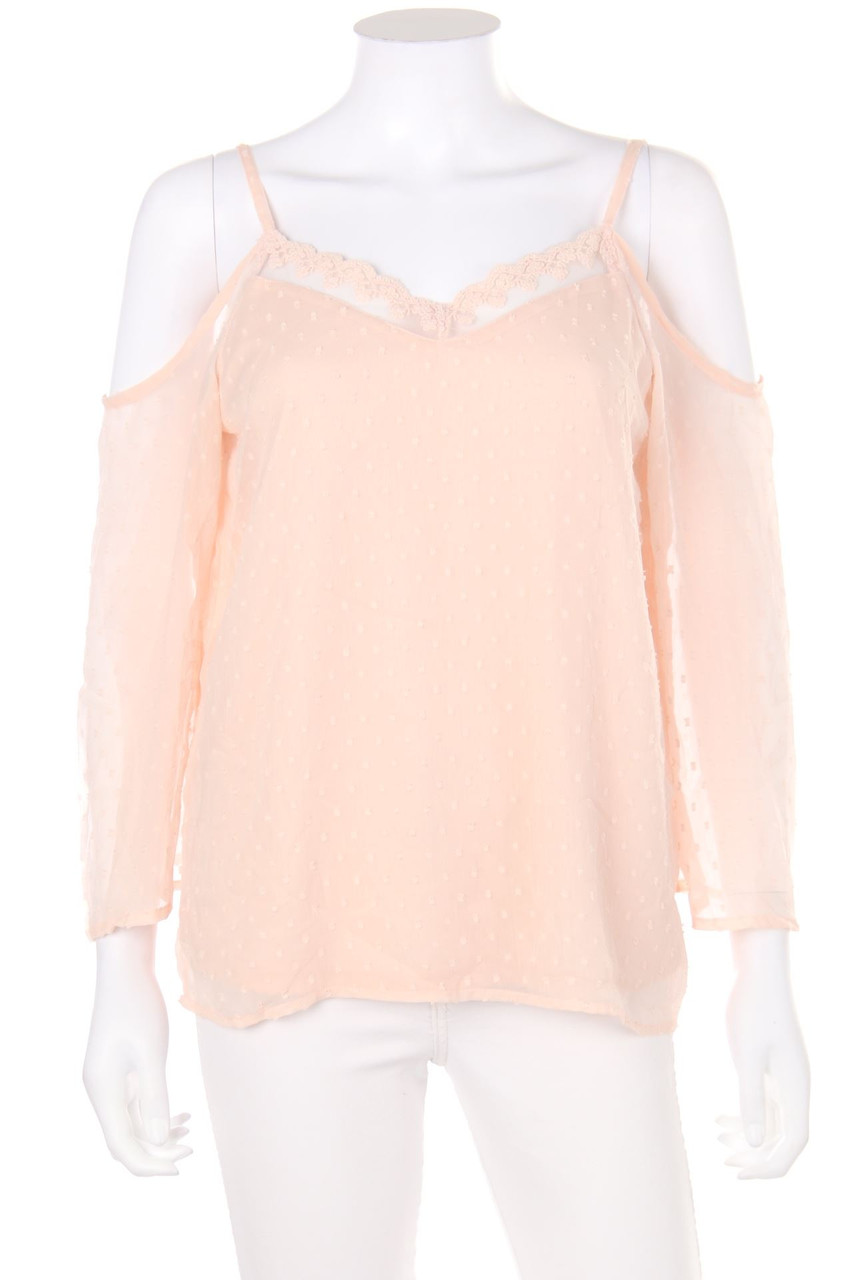 ONLY - Chiffon-Bluse mit Spitze - D 36