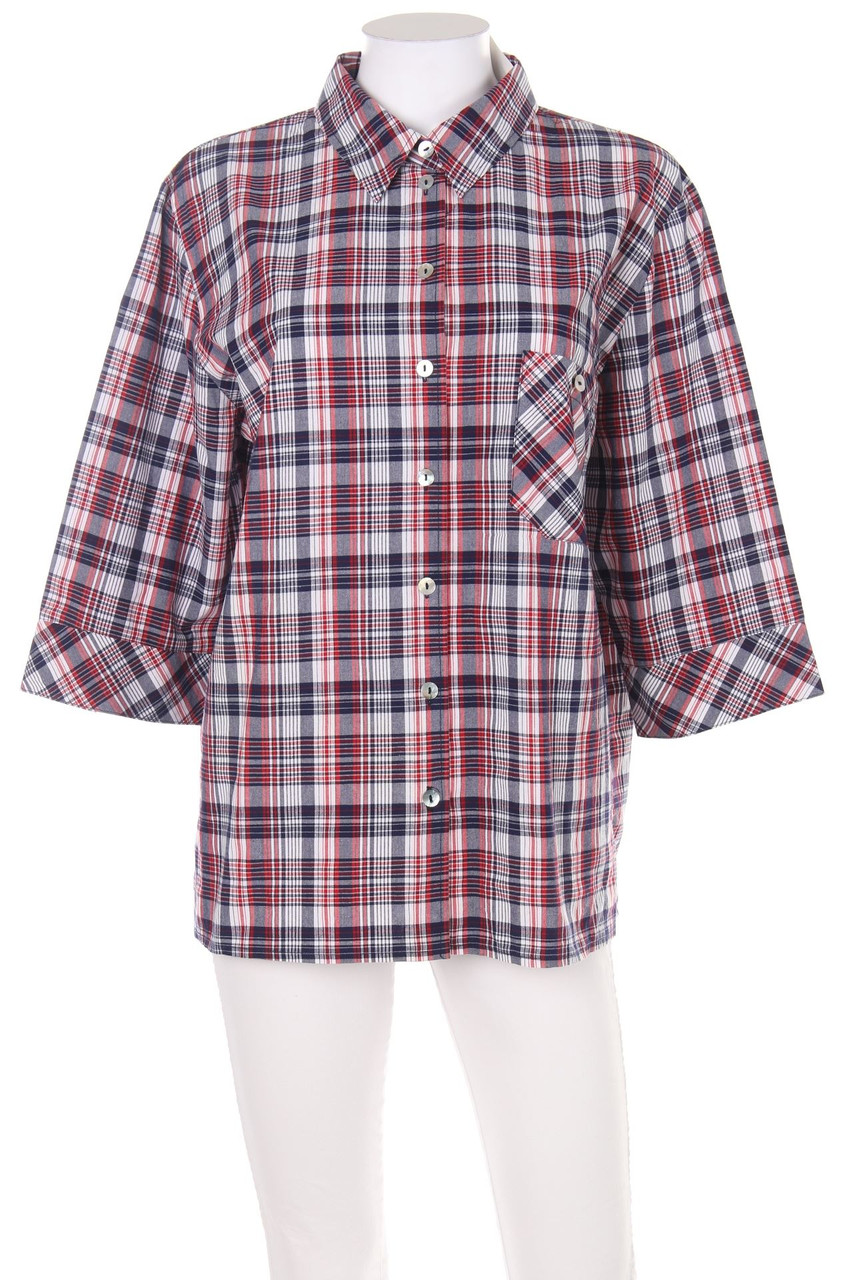 Michèle Boyard - Hemd-Bluse mit 3/4-Ärmel mit Karo-Muster - D 44-46