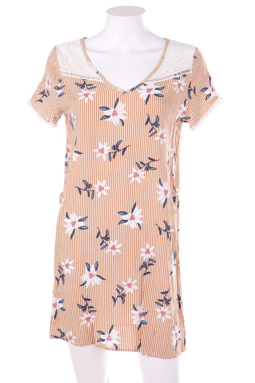 Lili & Lala - Kleid mit Streifen mit floralem Muster mit Spitzen-Einsatz - S